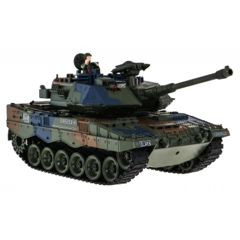 Zdalnie sterowany Czołg Leopard 2A6 dla dzieci 3+ Zielony 1:18 Funkcja dymu + Pilot 2,4 GHz + Akcesoria